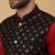 Men's Red kurta and churidar with sequenced cotton silk nehru jacket