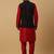 Men's Red kurta and churidar with sequenced cotton silk nehru jacket