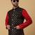 Men's Red kurta and churidar with sequenced cotton silk nehru jacket