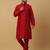 Men's Red kurta and churidar with sequenced cotton silk nehru jacket