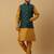 Men's mustard kurta and churidar with jacquard ethnic nehru jacket