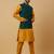 Men's mustard kurta and churidar with jacquard ethnic nehru jacket