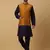 Men's navy blue kurta and churidar with jacquard ethnic nehru jacket