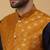 Men's navy blue kurta and churidar with jacquard ethnic nehru jacket