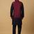 Men's navy blue kurta and churidar with jacquard floral nehru jacket