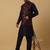 Men's navy blue kurta and churidar with sequenced cotton silk nehru jacket