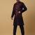 Men's navy blue kurta and churidar with sequenced cotton silk nehru jacket