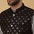 Men's grey kurta and churidar with sequenced cotton silk nehru jacket