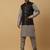 Men's grey kurta and churidar with sequenced cotton silk nehru jacket