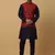 Men's navy blue kurta and churidar with jacquard ethnic nehru jacket
