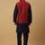 Men's navy blue kurta and churidar with jacquard ethnic nehru jacket
