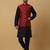Men's navy blue kurta and churidar with jacquard ethnic nehru jacket