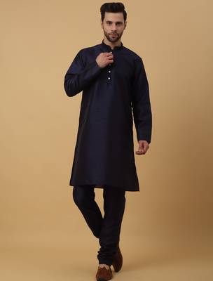 Men's navy blue kurta and churidar with jacquard ethnic nehru jacket 5