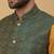 Men's mustard kurta and churidar with jacquard ethnic motifs printed nehru jacket