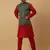 Men's Red kurta and churidar with jacquard ethnic motifs printed nehru jacket