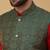 Men's Red kurta and churidar with jacquard ethnic motifs printed nehru jacket