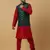 Men's Red kurta and churidar with jacquard ethnic nehru jacket