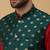 Men's Red kurta and churidar with jacquard ethnic nehru jacket