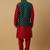 Men's Red kurta and churidar with jacquard ethnic nehru jacket
