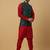 Men's Red kurta and churidar with jacquard ethnic nehru jacket