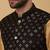 Men's gold kurta and churidar with sequenced cotton silk nehru jacket