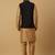 Men's gold kurta and churidar with sequenced cotton silk nehru jacket