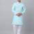 Aqua blue linen solid kurta with pyjamas