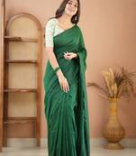 green handloom cotton saree with designer blouse