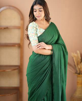 green handloom cotton saree with designer blouse 4
