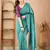 rama green handloom cotton saree with designer blouse