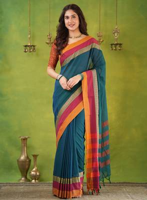 rama green narayanpet woven cotton saree 3