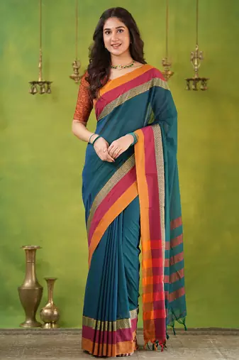 rama green narayanpet woven cotton saree
