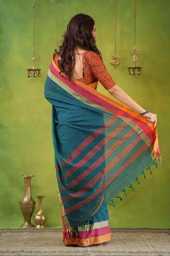 rama green narayanpet woven cotton saree