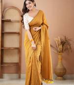 mustrad handloom cotton saree with designer blouse