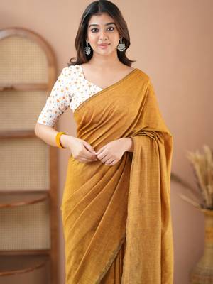 mustrad handloom cotton saree with designer blouse 4