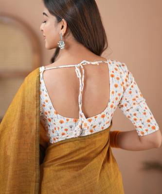 mustrad handloom cotton saree with designer blouse 6