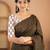 brown stripe cotton saree designer print blouse