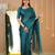 teal green handloom tissue saree with designer blouse