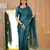 teal green handloom tissue saree with designer blouse