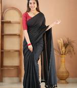 black handloom cotton saree with designer blouse