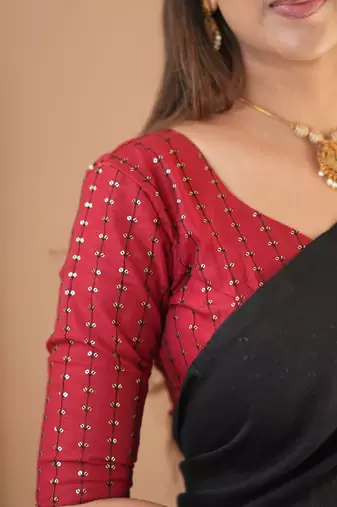 black handloom cotton saree with designer blouse