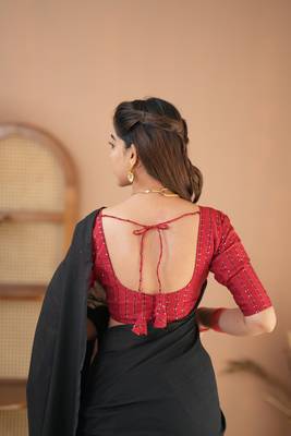black handloom cotton saree with designer blouse 6