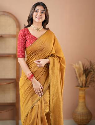 mustrad handloom cotton saree with designer blouse 4