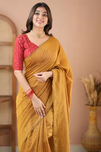 mustrad handloom cotton saree with designer blouse