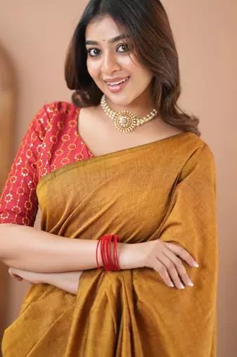 mustrad handloom cotton saree with designer blouse