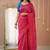pink stripe cotton saree designer work blouse