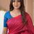pink stripe cotton saree designer work blouse