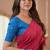pink stripe cotton saree designer work blouse