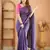 violet stripe cotton saree designer work blouse