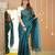 teal green handloom tissue saree with designer blouse